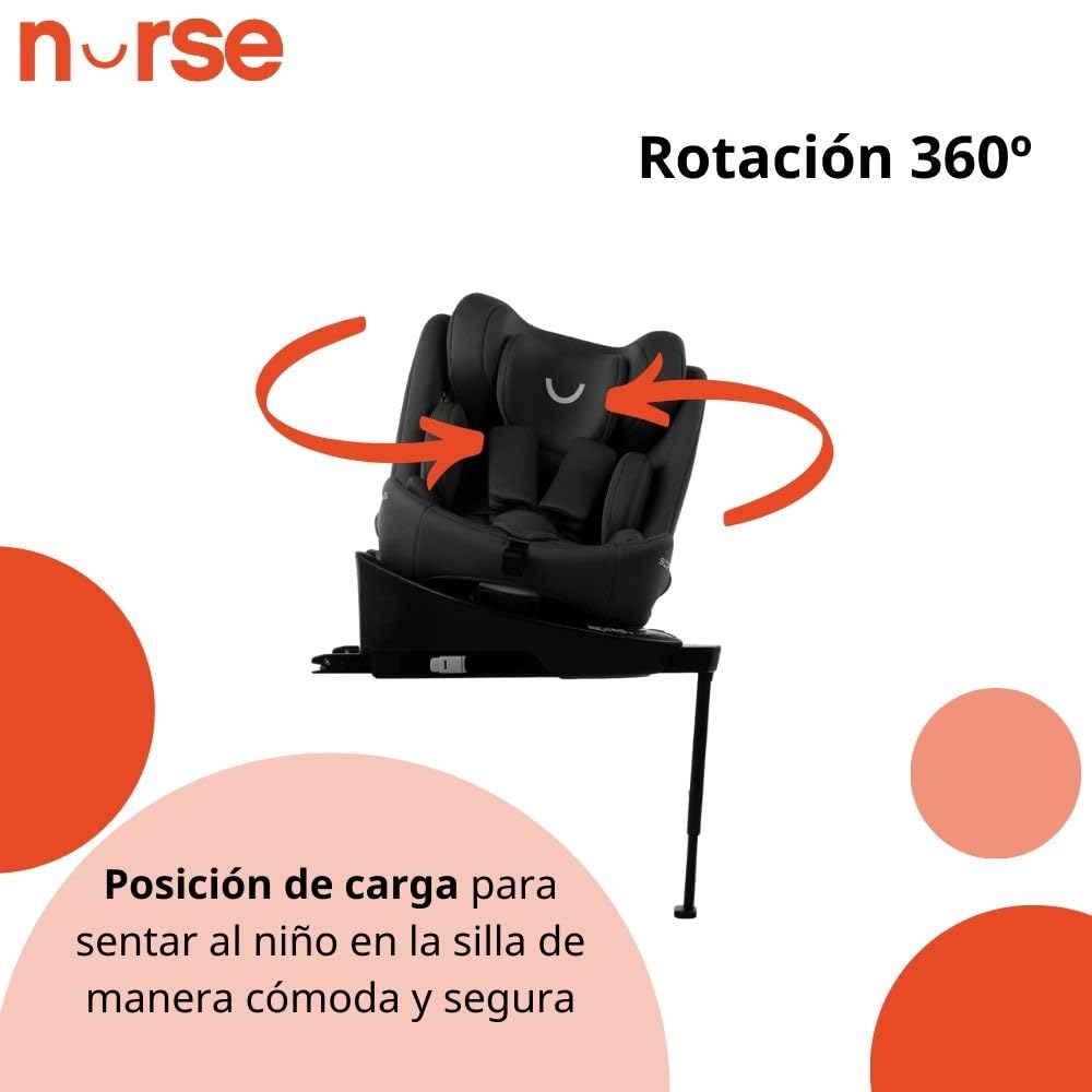 Nurse Scope i-Size 360° pöörlev turvatool 40–150 cm / 0–12 a, ISOFIX ja tugijalg, must