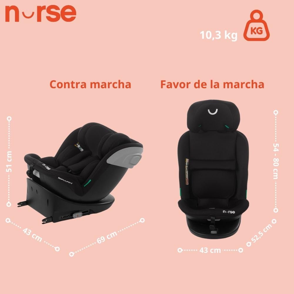 Nurse Jet i-Size turvatool 40–150 cm, 360° pööratav, ISOFIX ja Top Tether, must