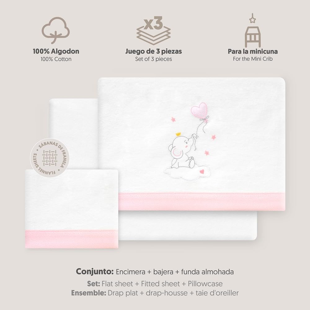 Interbaby talvine voodipesu komplekt 50×80 cm, flanell, roosa