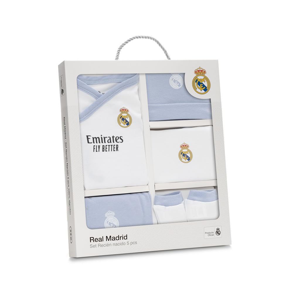 Interbaby Real Madrid 5-osainen vauvasetti 0-12 kuukautta, sininen, RMSET010-01