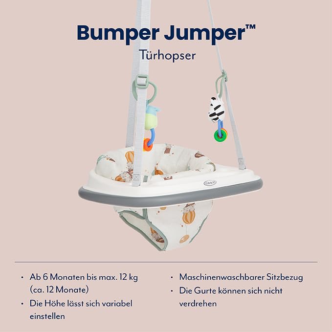Graco Bumper Jumper™ hüppekiik uksele mänguasjadega, kuni 12 kg, värviline