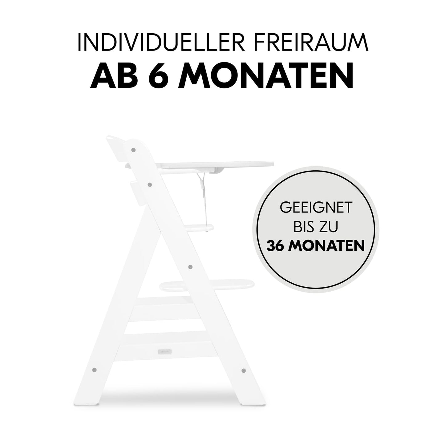 hauck Click Tray söögialus Alpha+ ja Beta+ puidust söögitoolile, valge, 6–36 kuud