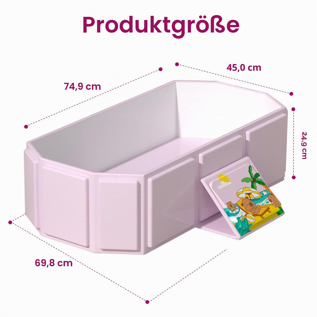 ROUSKY kokoontaitettava kannettava vauvan kylpyamme, 75 x 45 x 24 cm, 0–6 v, vaaleanpunainen