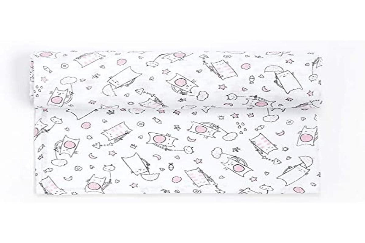 Ti TIN 100% puuvillane musliintekk beebidele “Cats” disainiga, 120 × 120 cm, roosa