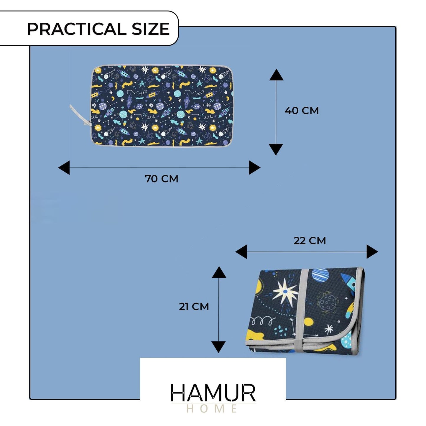 Hamur Home veekindel kaasaskantav mähkimisalus, 40 × 70 cm, Space