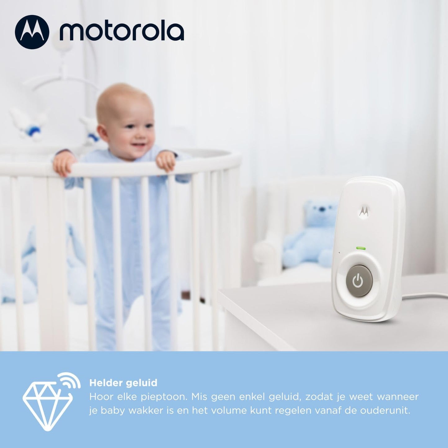 Motorola Nursery AM24 heliga beebimonitor, kahesuunaline suhtlus, DECT-tehnoloogia