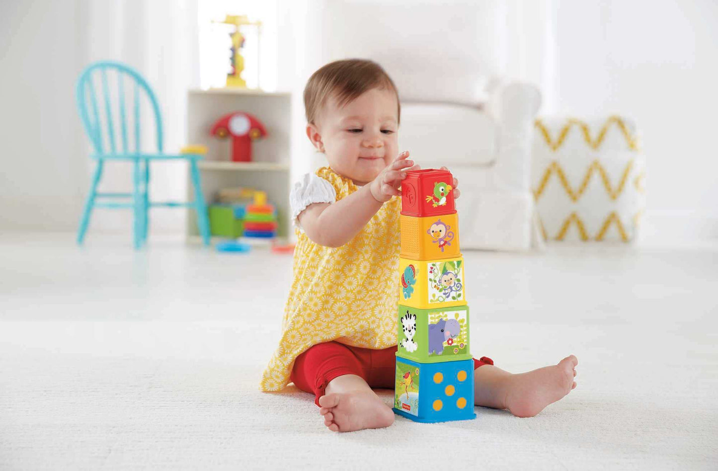 Fisher-Price Stack & Explore virnastamis- ja pesemisklotsid (5 tk), alates 6. elukuust