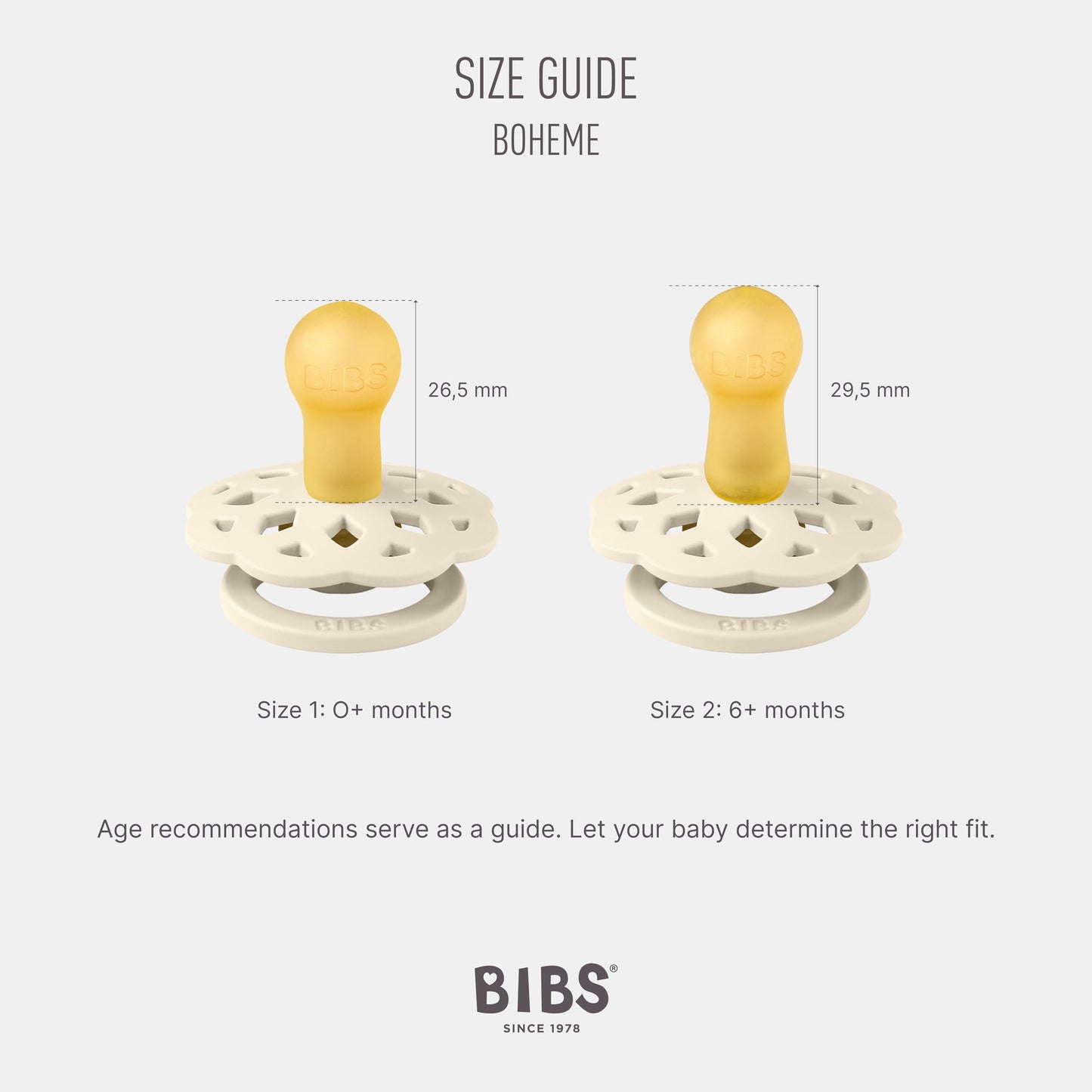 BIBS Boheme kollektsiooni lutid, 6–18 kuud, 2 tk – Ivory / Blossom