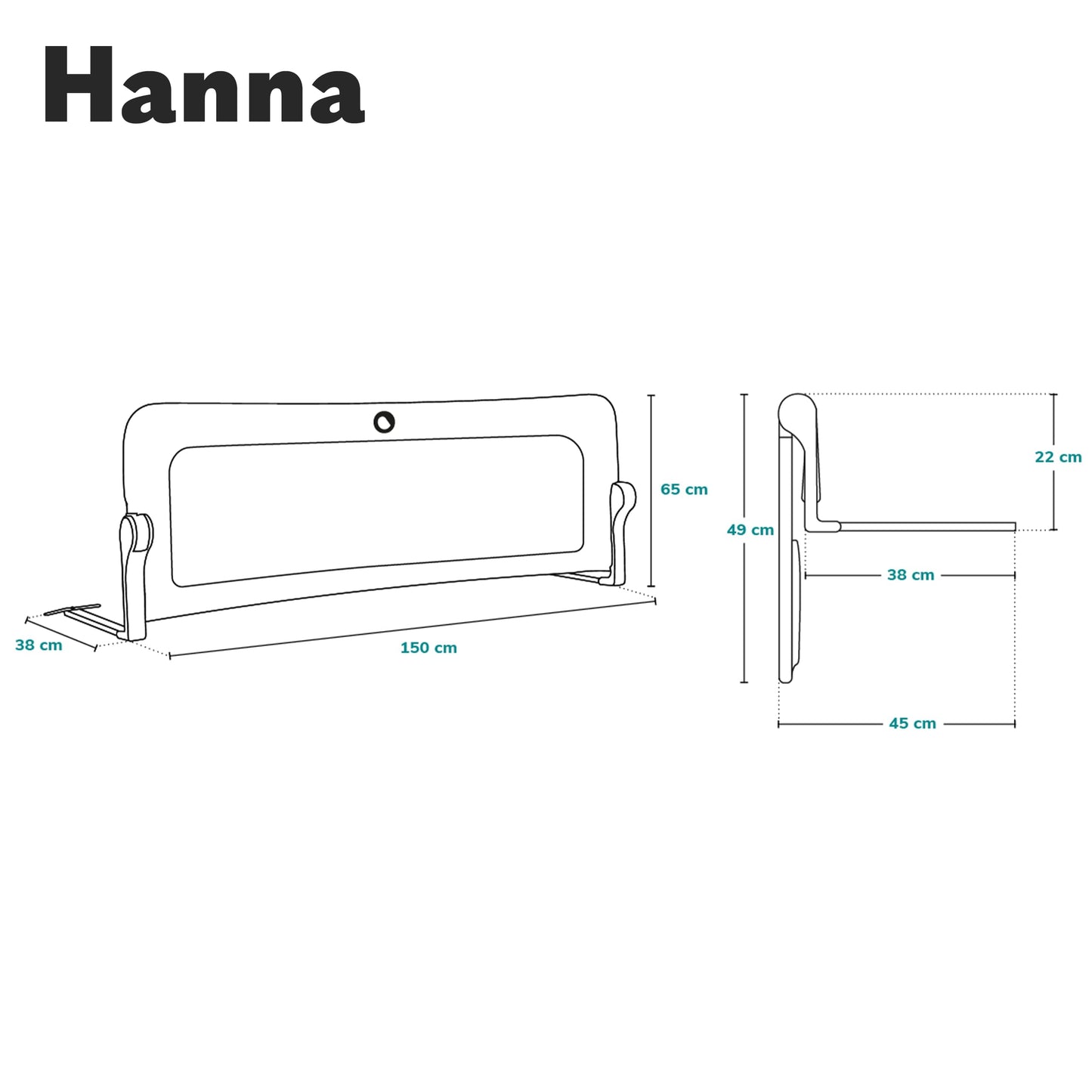 Lionelo Hanna voodipiire 150 × 66 cm, hall
