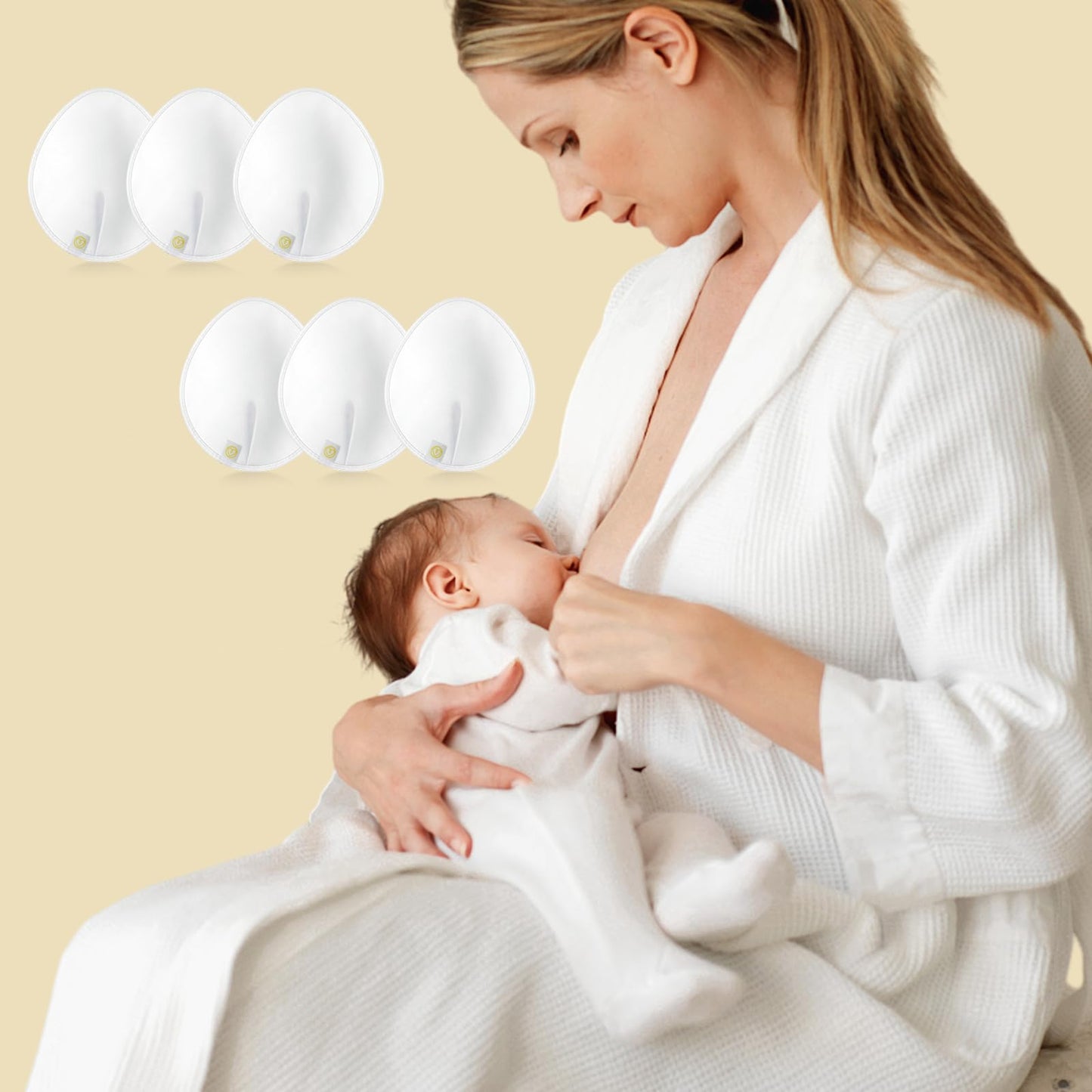 First Days Maternity Supplies korduvkasutatavad rinnapadjad, valged, 18 cm, 6 tk