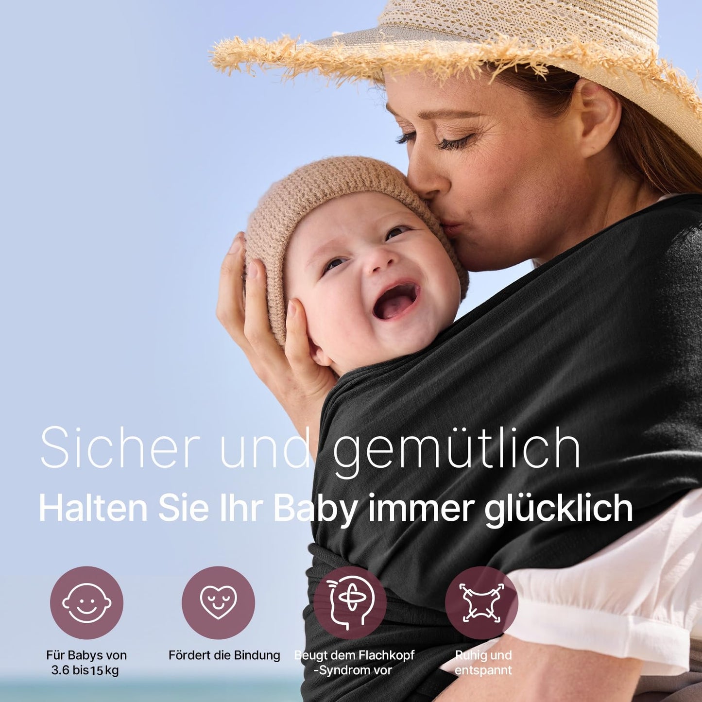 Momcozy elastne beebikandelina, must, 3,6-15 kg
