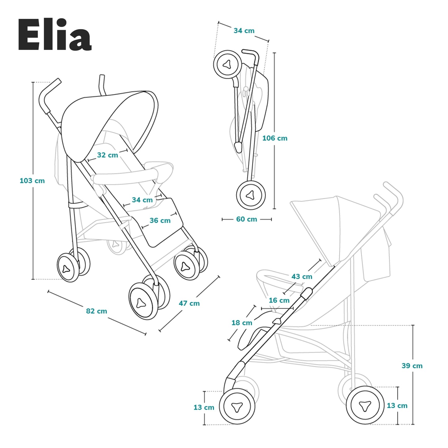 Lionelo Elia kokkupandav jalutuskäru, kuni 15 kg, Graphite