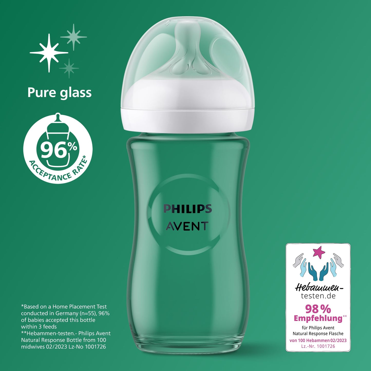 Philips Avent Natural Response klaasist lutipudel 240 ml, 3+ kuud