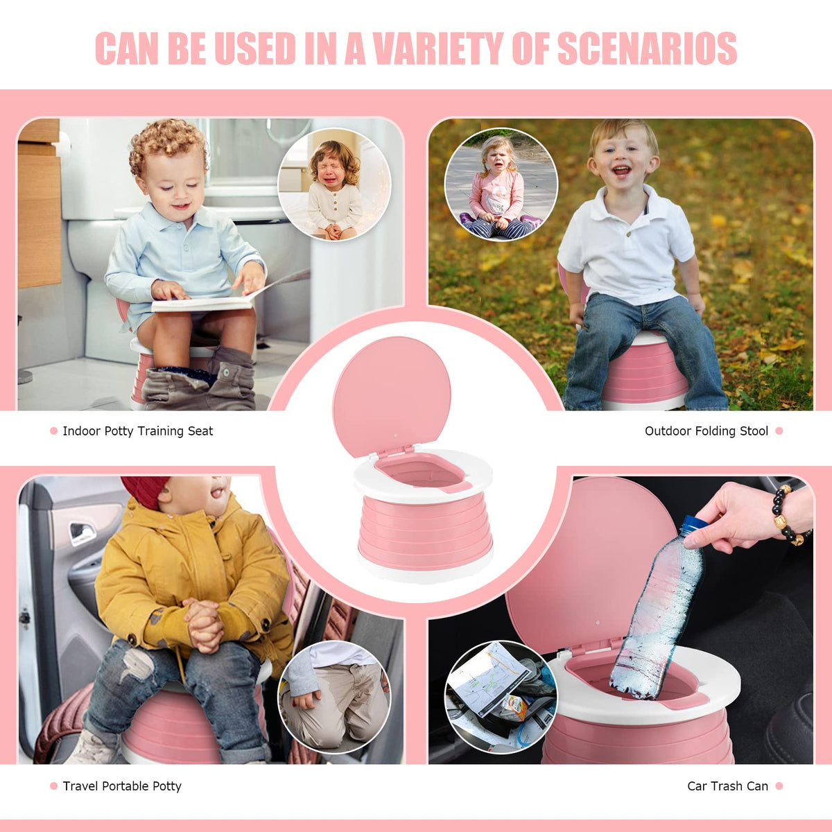 VISATOR matkapotta, kokoon taittuva, vaaleanpunainen, 1-3 v, VS002