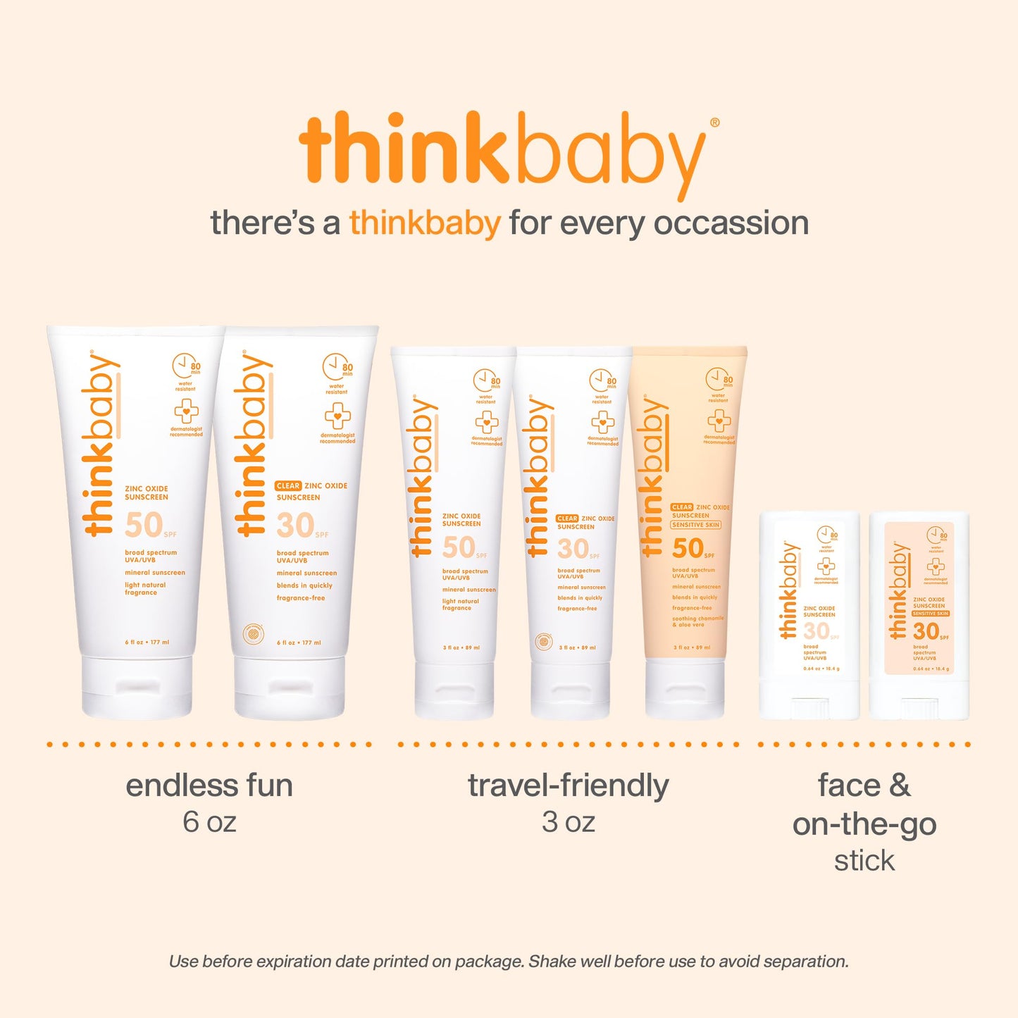Thinkbaby mineraalne päikesekaitsepulk SPF 30, 18 g, valge/oranž