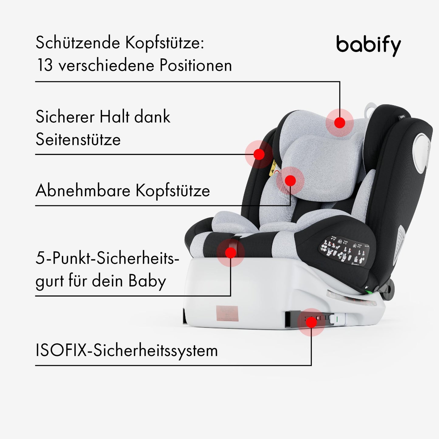 Babify Onboard 360° pöörlev turvatool 40–150 cm i-Size ISOFIX, hall