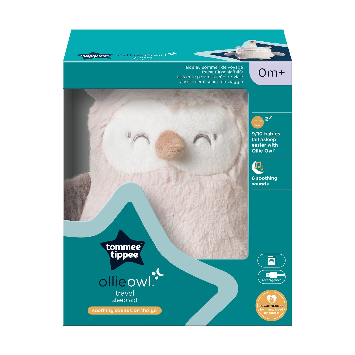Tommee Tippee Mini Ollie Owl reisi-unerahustaja, CrySensor, USB-laetav