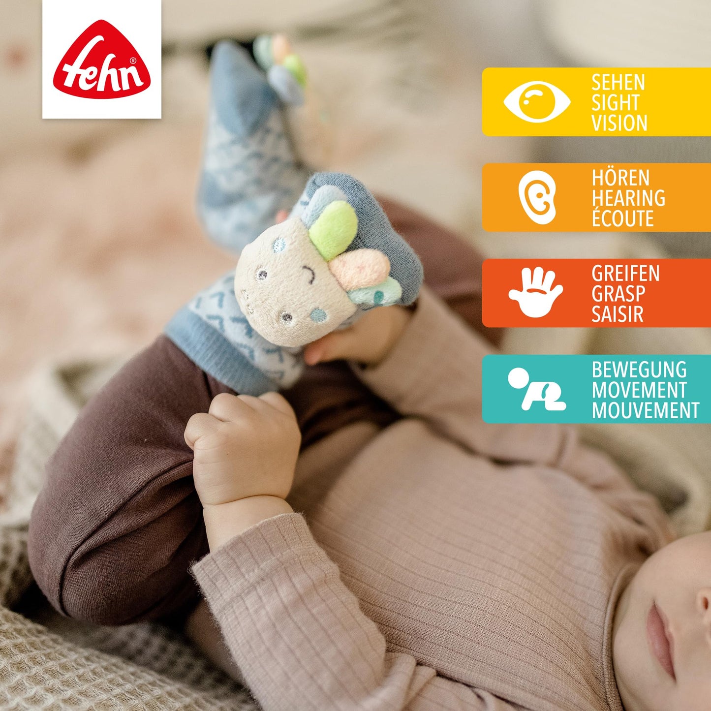 Fehn beebi kõristiga sokid kaheksajalaga, 0–12 kuud, 12 cm