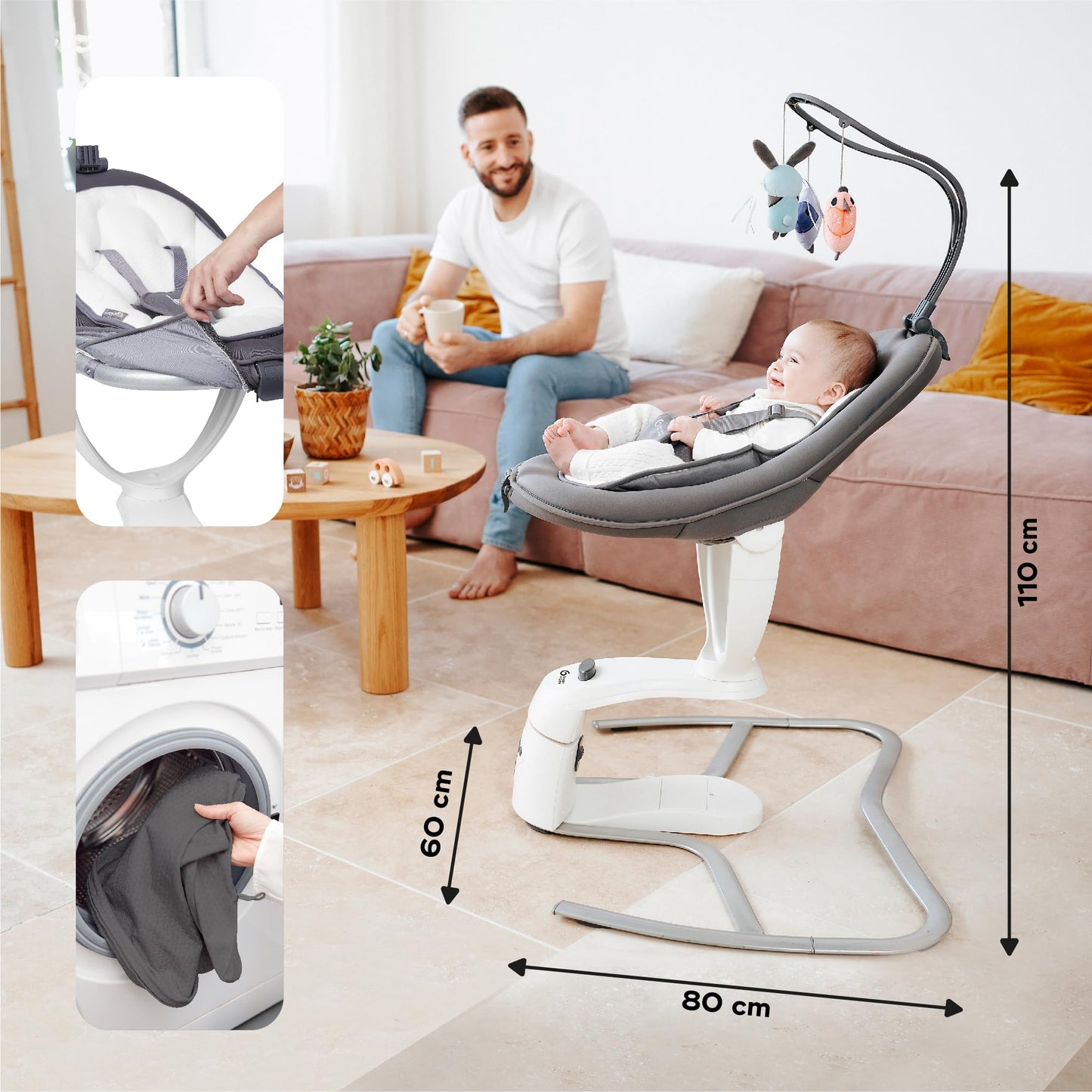 Babymoov Swoon Motion elektriline beebikiik 360° pöörleva istmega