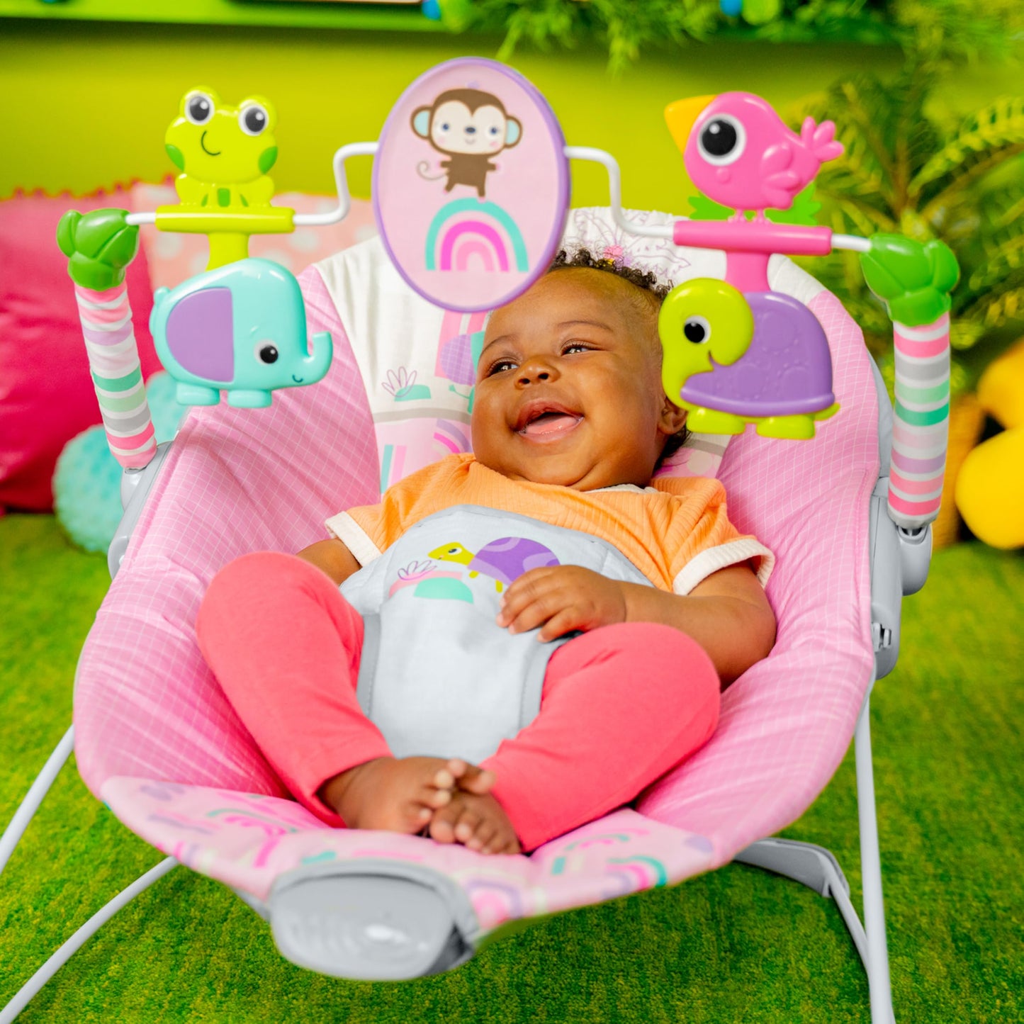 Bright Starts Pink Paradise lamamistool vibratsiooniga, 0–6 kuud