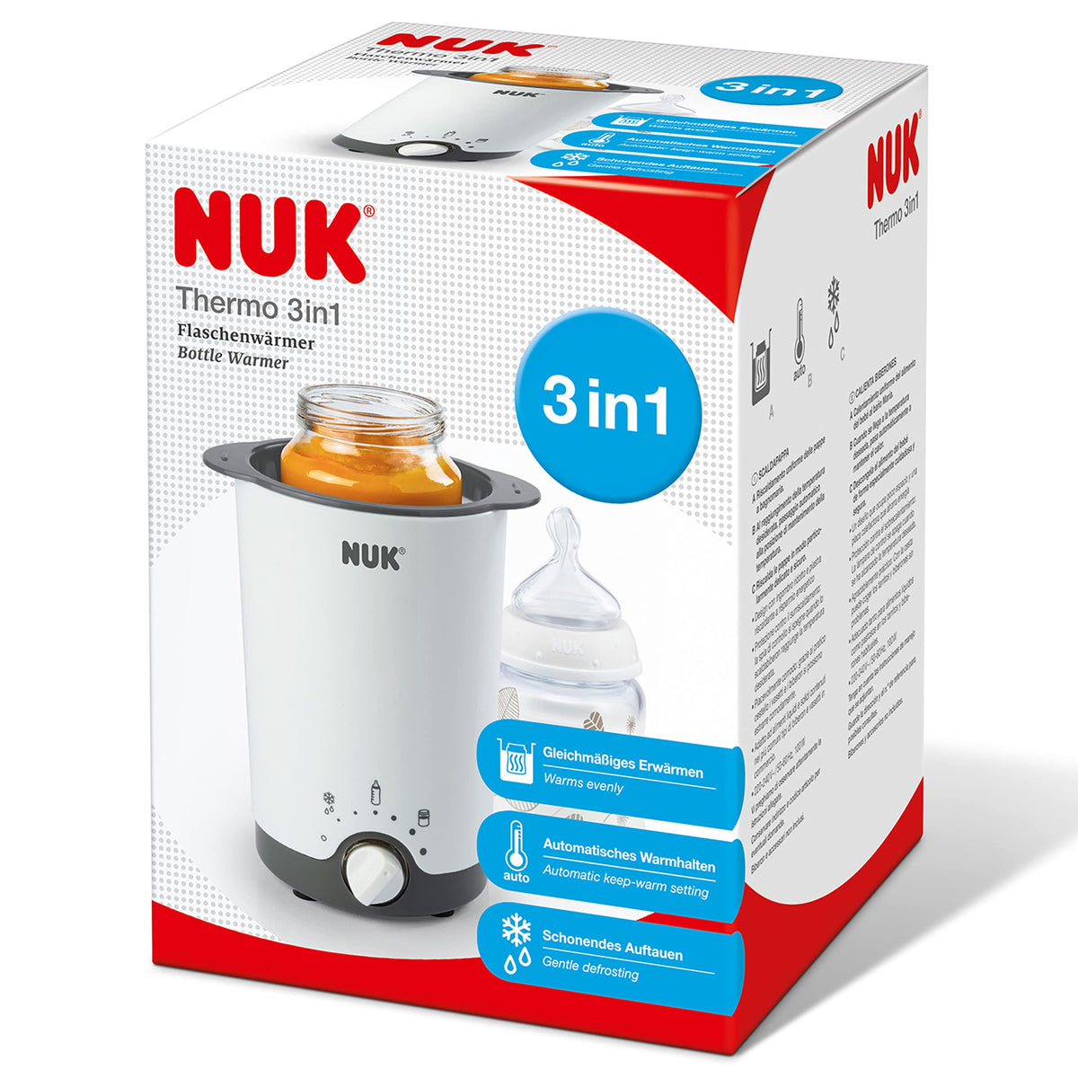 NUK Thermo 3in1 -pullonlämmitin, valkoinen, EU-pistoke