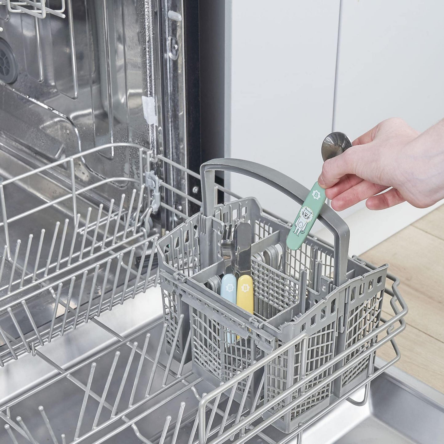 Badabulle metallist laste söögiriistade komplekt (lusikas, kahvel ja nuga)