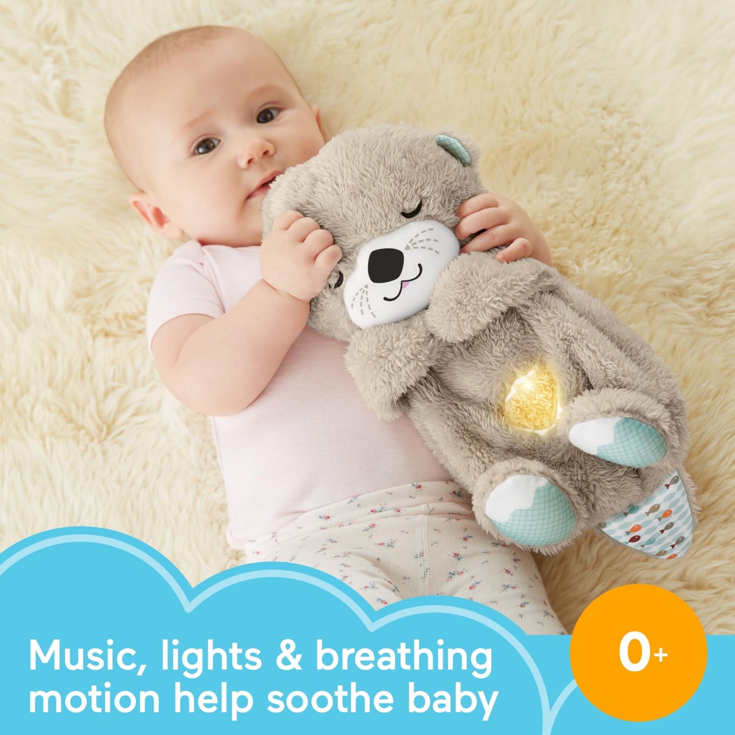 Fisher-Price kaisukas ja helimasin Soothe 'n Snuggle Otter, valguse ja hingamisliigutustega, saarmas