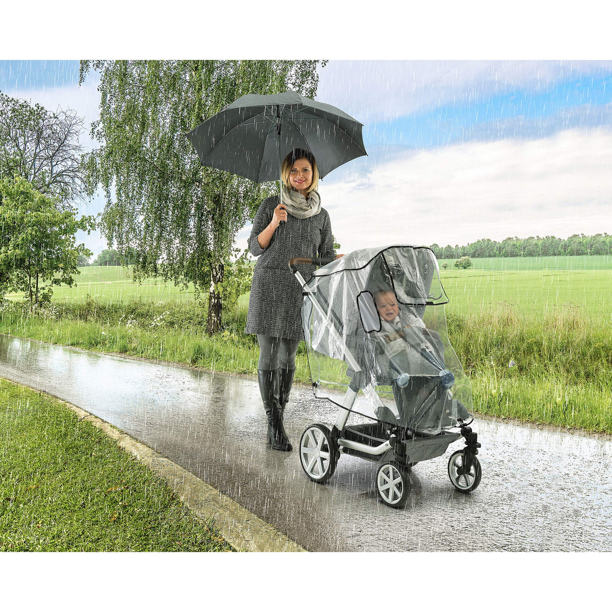 Reer RainCover Active sadesuoja vaunuille, universaali, läpinäkyvä, malli 70533