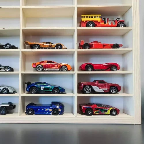Kruzzel puidust riiul mänguautodele 80 lahtriga