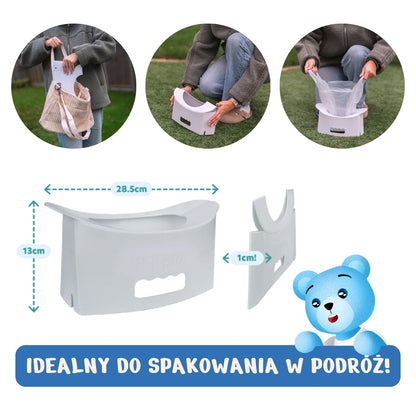 Potette EasyGo kokoontaitettava matkapotta, vaaleanharmaa, 2 kertakäyttöisellä pottapussilla (15+ kk)