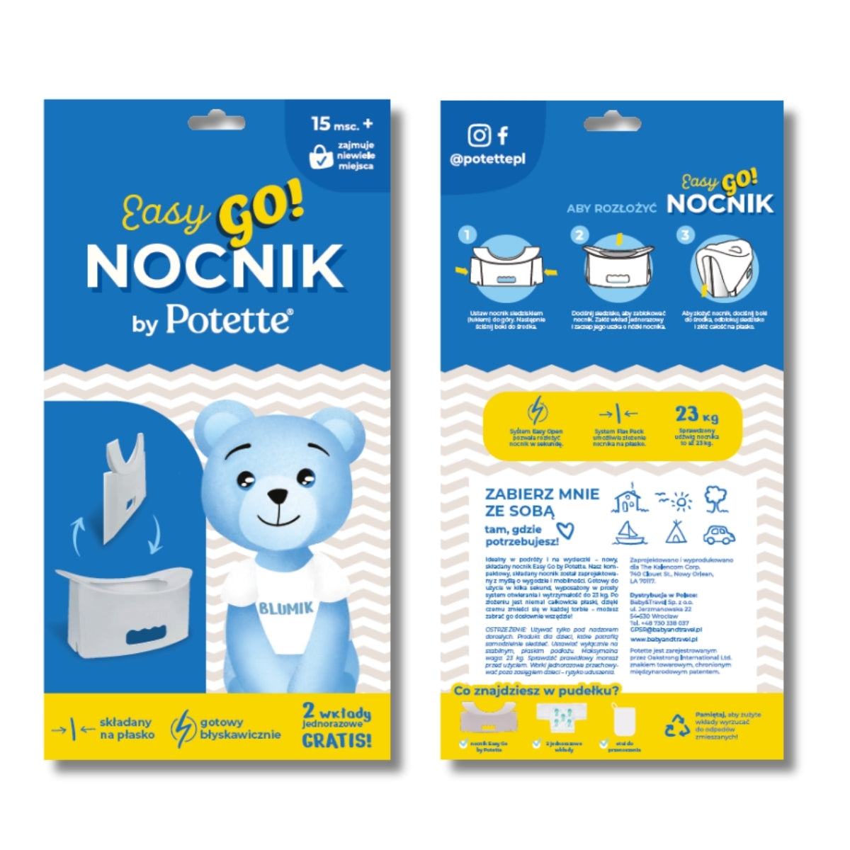 Potette EasyGo kokoontaitettava matkapotta, vaaleanharmaa, 2 kertakäyttöisellä pottapussilla (15+ kk)