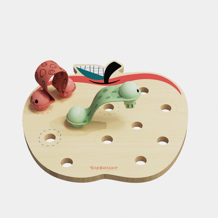 Topbright Apple Worms puinen omena ja madot, hienomotoriikkalelu (18+ kk)