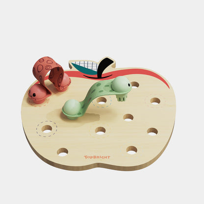 Topbright Apple Worms puinen omena ja madot, hienomotoriikkalelu (18+ kk)