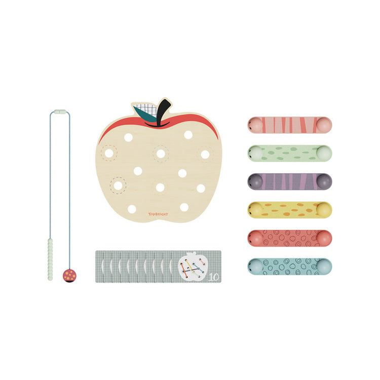 Topbright Apple Worms puinen omena ja madot, hienomotoriikkalelu (18+ kk)