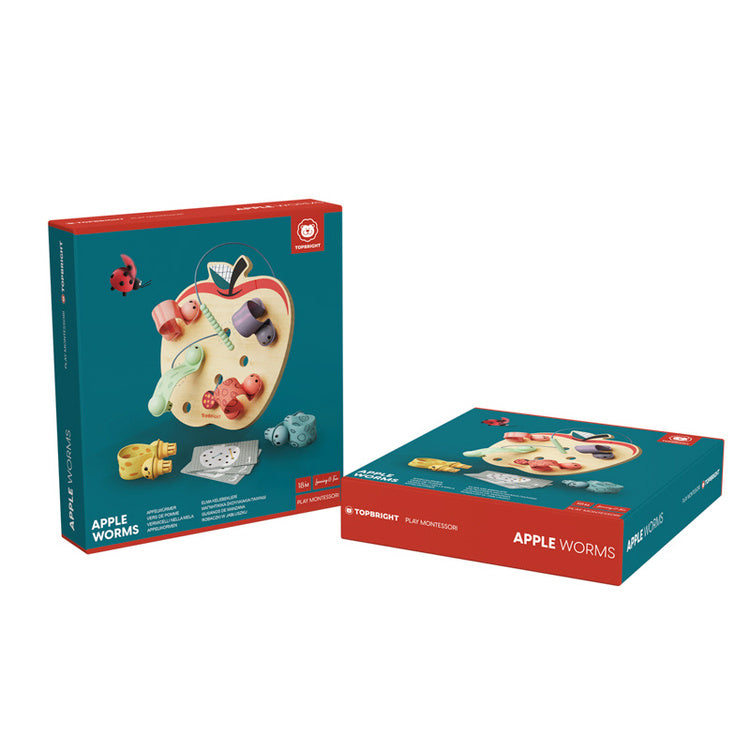 Topbright Apple Worms puinen omena ja madot, hienomotoriikkalelu (18+ kk)