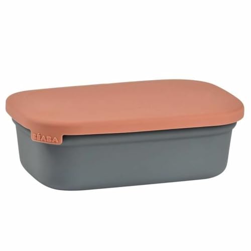 BÉABA keraamiline lõunakarp 540 ml, silikoonkatte ja vaheseinaga (Mineral/Terracotta)