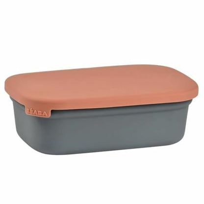 BÉABA keraamiline lõunakarp 540 ml, silikoonkatte ja vaheseinaga (Mineral/Terracotta)