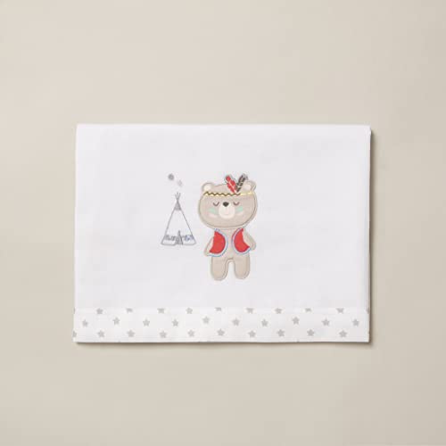 Interbaby Tipi Bear voodipesukomplekt beebivoodile 60 × 120 cm, valge/hall