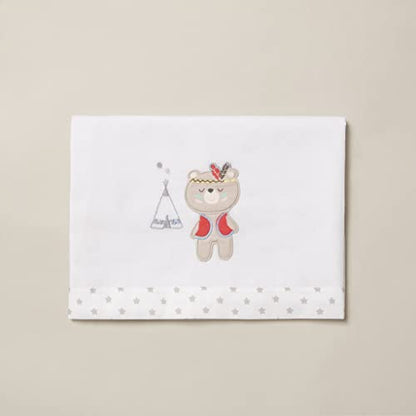 Interbaby Tipi Bear voodipesukomplekt beebivoodile 60 × 120 cm, valge/hall