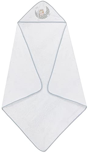 Interbaby kapuutsiga vannirätik beebile „Bear Sleeping“, 100 × 100 cm, valge-hall