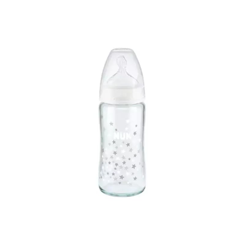 NUK First Choice+ klaasist lutipudel temperatuurinäidikuga, 240 ml