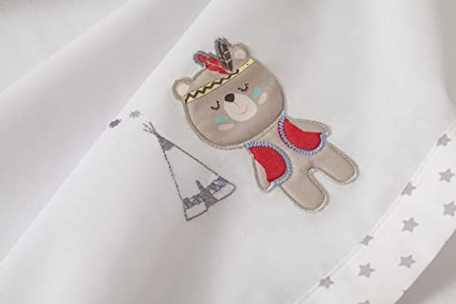 Interbaby Tipi Bear voodipesukomplekt beebivoodile 60 × 120 cm, valge/hall