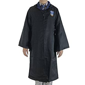 Ravenclaw võlurikleit L-suuruses, kapuutsi ja lipsuga kostüüm