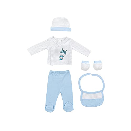 Interbaby beebi kinkekomplekt 5-osaline, langevarjumustriga, sinine
