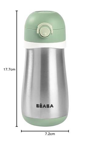 Béaba roostevabast terasest joogipudel lastele 2-ühes, 350 ml, Sage Green