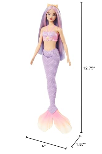 Barbie merineitsiga nukk lavendlililla saba ja roosakas-lilla juuksevärviga