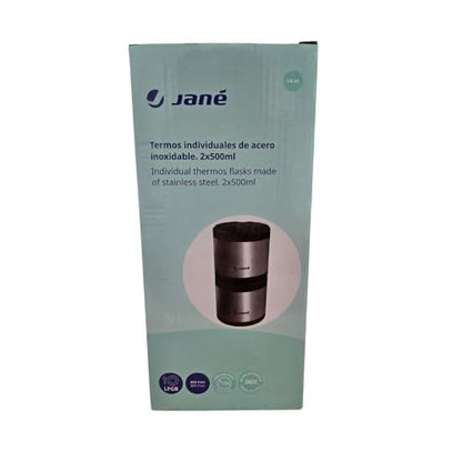 Jané roostevabast terasest termosekomplekt 2 × 500 ml, must/teras