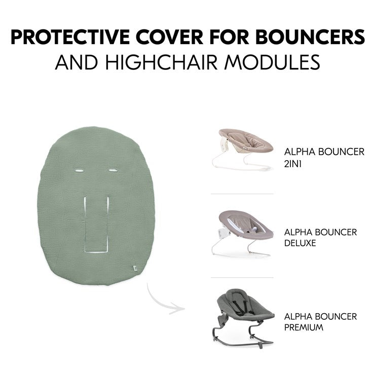 Hauck-sitterin suojapeite Alpha Bouncer -sarjalle, musliinipuuvilla, Sage Green