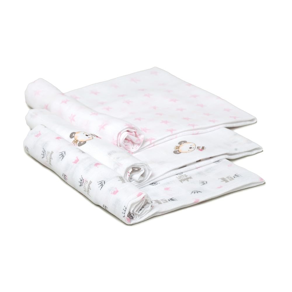 Interbaby 3-osaline marlite komplekt, 80 × 80 cm, roosade mustritega