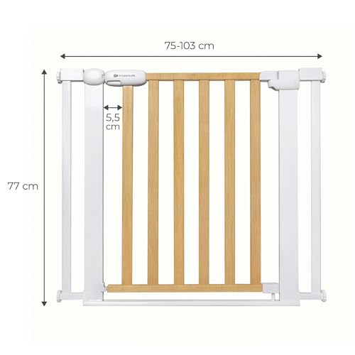 Kinderkraft LOCK&GO turvavärav, 75–103 cm, puitviimistlus